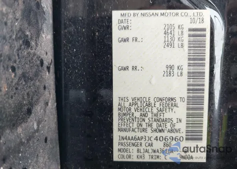 2018 Nissan Maxima 3.5 Sv from USA, damaged, VIN 1N4AA6AP3JC406960